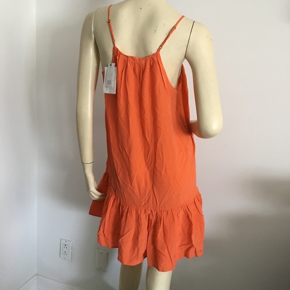 Joie orange sleeveless silk cami dress with ruffle trim size small - Picture 5 of 8